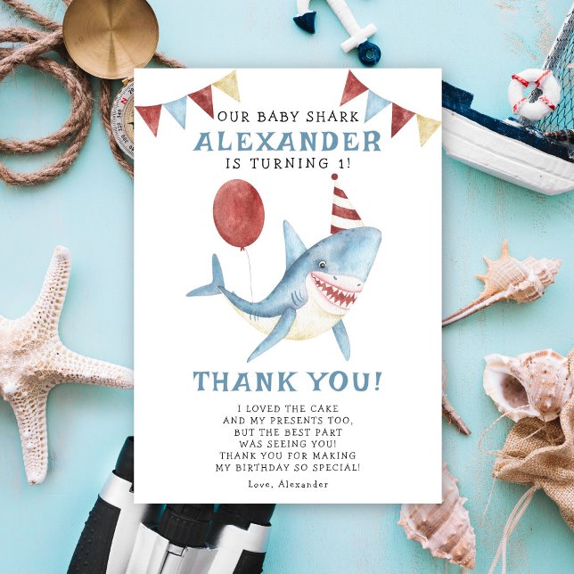 Vår Baby Shark 1-årsdag Under Havet Tack Kort (Skapare uppladdad)