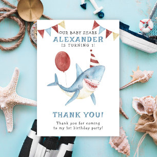 Vår Baby Shark 1-årsdag Under Havet Tack Kort