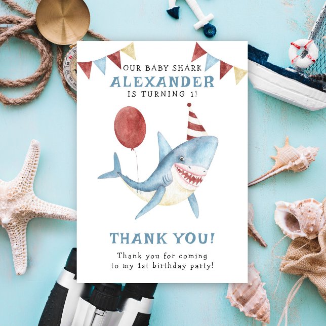 Vår Baby Shark 1-årsdag Under Havet Tack Kort (Skapare uppladdad)