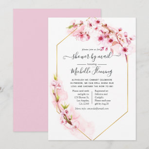 Vår Baby Shower för geometrisk Rosa Blommigt efte Inbjudningar
