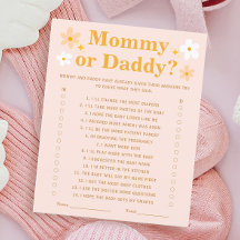 Vår Baby Shower Game Game Gissa vem Mamma eller pa