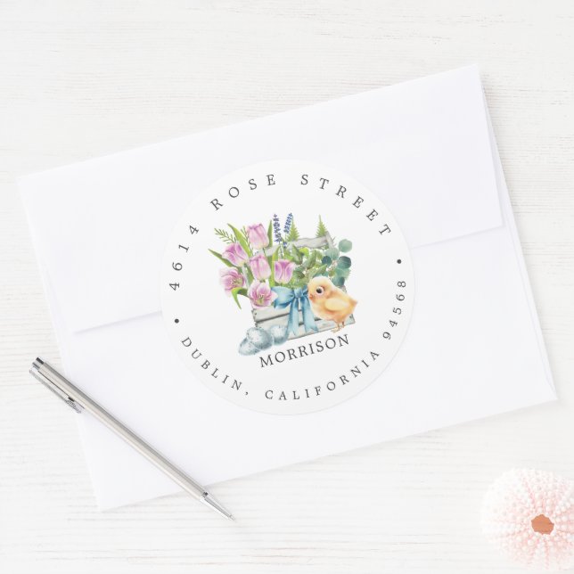 Vår Baby Shower | Påsk Returadress Etikett (Kuvert)