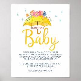 Vår Baby Shower-spel Poster - "Säg inte Baby"