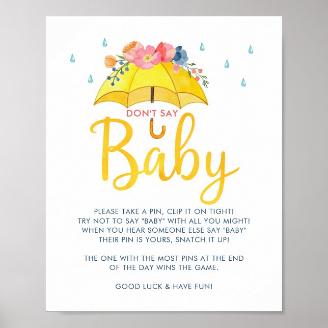 Vår Baby Shower-spel Poster - "Säg inte Baby" (Framsidan)