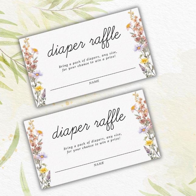 Vår Baby Shower Wildblommor Diaper Raffle Cards Tilläggskort (Skapare uppladdad)