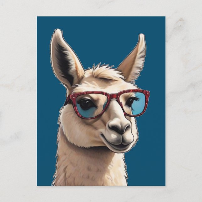 Var bara Coola Smile Llama Funky Alpaca Sunglass Vykort (Framsida)