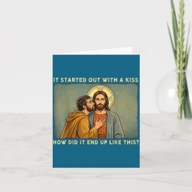 Var bara en kyss jesus &amp; judas meme rolig kort (Framsida)