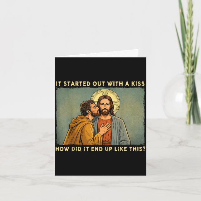 Var bara en kyss jesus &amp; judas meme rolig kort (Framsida)