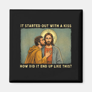 Var bara en kyss jesus &amp; judas meme rolig magnet