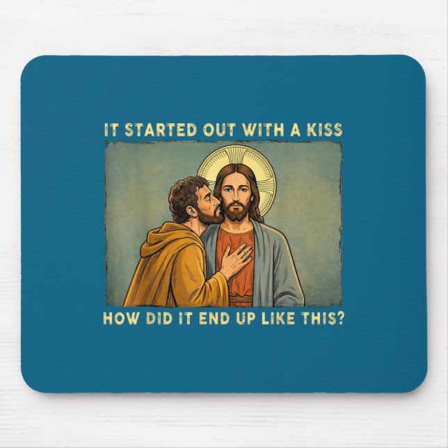 Var bara en kyss jesus &amp; judas meme rolig musmatta (Framsidan)