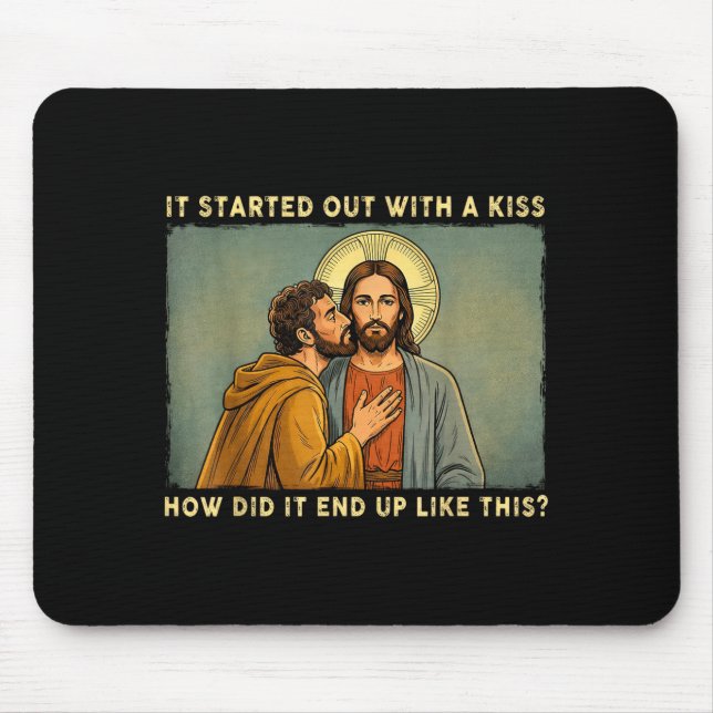 Var bara en kyss jesus &amp; judas meme rolig musmatta (Framsidan)