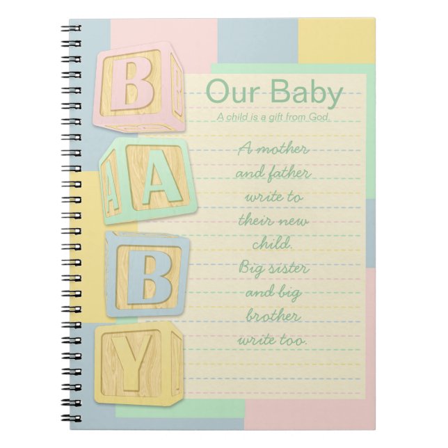 Vår bärbara Anpassningsbar i Baby Pastel Alphabet  Anteckningsbok Med Spiral (Framsidan)