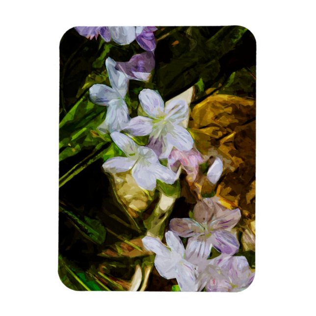 Vår Beauty a Lila Wildblomma Abstrakt Magnet (Vertikal)