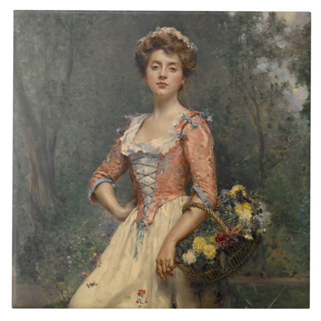Vår Beauty (av Raimundo de Madrazo y Garreta) Kakelplatta (Framsidan)