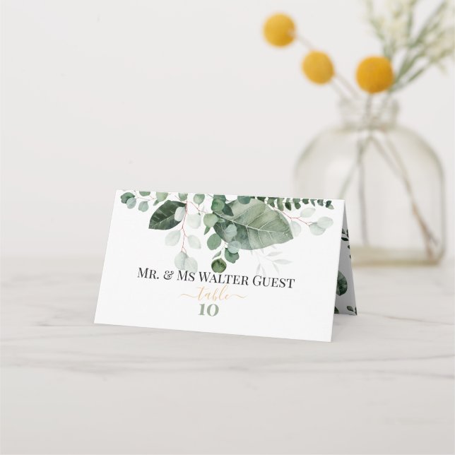 VÅR BEAUTY BOTANICAL GREENERY Bröllop Placeringskort (Framsida)