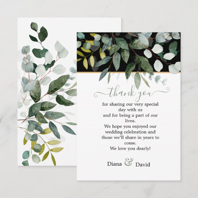VÅR BEAUTY BOTANICAL GREENERY Bröllop Tack Kort (Fram/baksida)