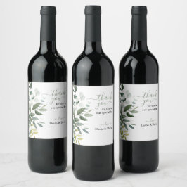 VÅR BEAUTY BOTANICAL GREENERY Elegant bröllop Vinflaska Etikett
