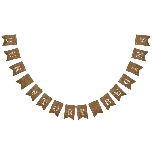 Vår berättelse börjar Burlap se Bröllop Vimplar (Alla)