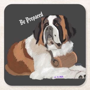 Var beredd! St. Bernard och keg Underlägg Papper Kvadrat