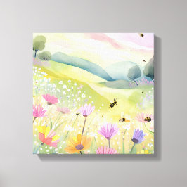 Vår Bes Flower Fält | Blommigt Färgbelagd natur Canvastryck