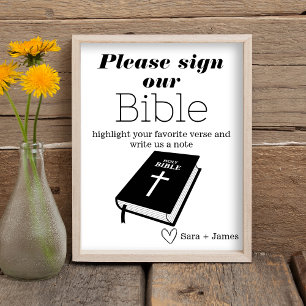 Vår bibel bröllopsgästbok, Enkel skylt