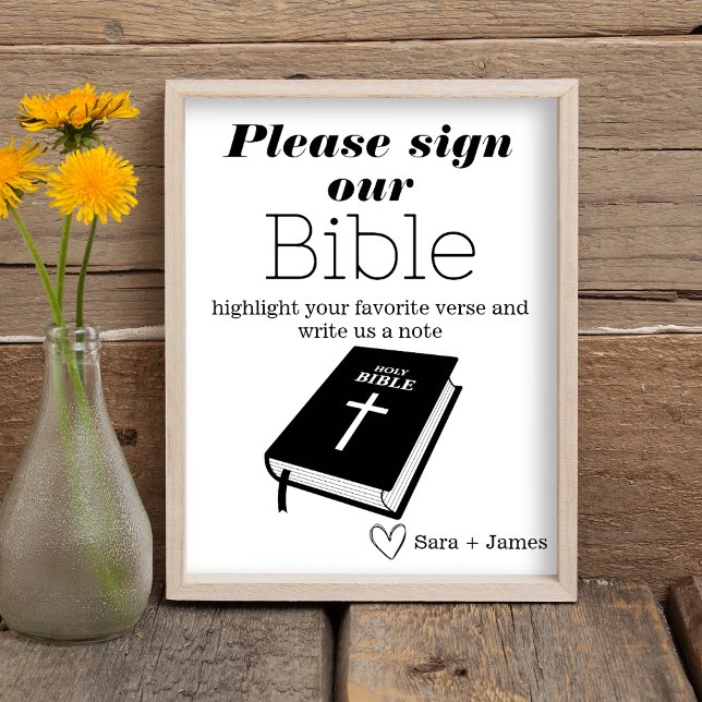 Vår bibel bröllopsgästbok, Enkel skylt (Skapare uppladdad)