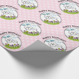 Vår Bichon Frise Hund with Flowers - Cute Presentpapper