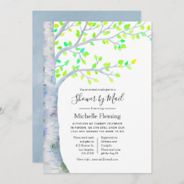 Vår Birch Träd Baby eller Möhippa med post Inbjudningar