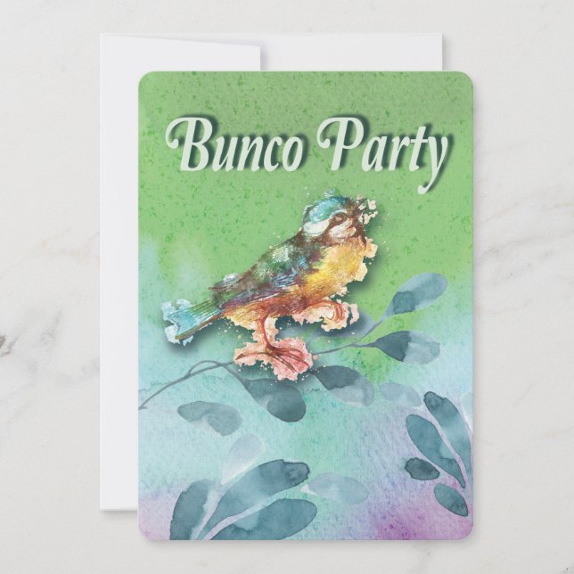 Vår Bird Bunco Party Watercolor Inbjudan (Framsida)