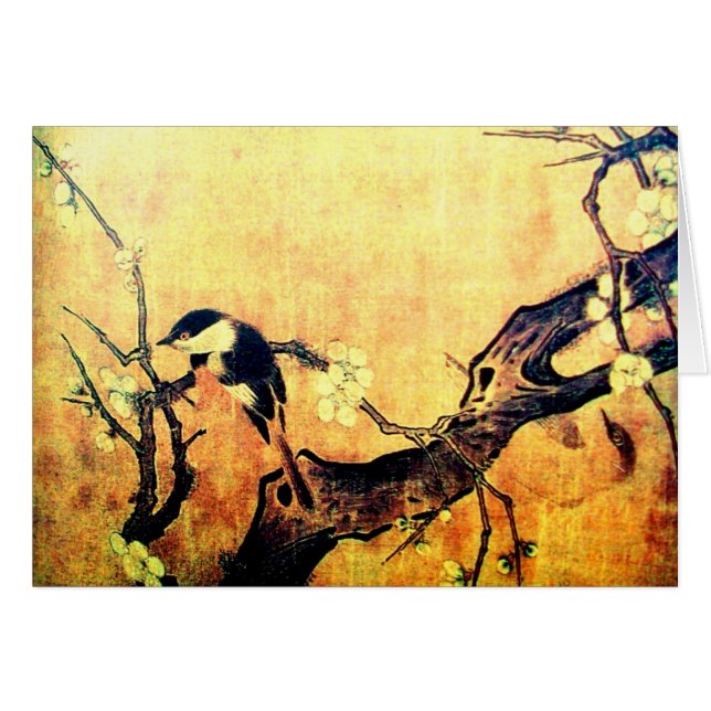 VÅR BIRD,FLÖDE TRÄD,Påskägg Parchment Hälsningskort (Framsidan Horizontal)