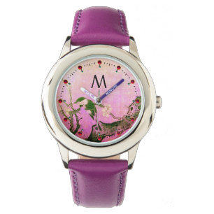 VÅR BIRD,FLOWER TRÄD Black Rosa Monogram Armbandsur