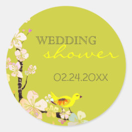 Vår Bird Grönt Möhippa Runt Klistermärke