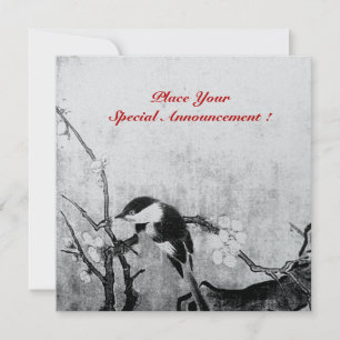 VÅR BIRD MONOGRAM svartvit grått Meddelande