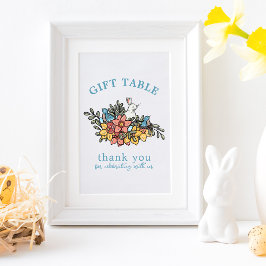 Vår Birds and Bunny Baby Shower Gift Bord Sign Poster