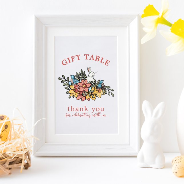 Vår Birds and Bunny Baby Shower Gift Bord Sign Poster (Skapare uppladdad)