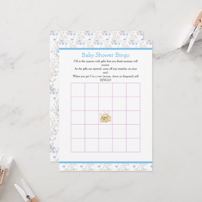 Vår Birds Baby Shower Bingo Inbjudningar (Fram/Back In Situ)