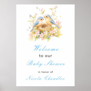 Vår Birds Baby Shower Poster