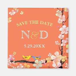 Vår Birds Backyard Bröllop spara datum Magnet