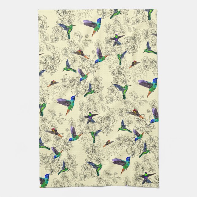 Vår Birds Flies Kitchen Towel - Ditt Färg Kökshandduk (Vertikal)