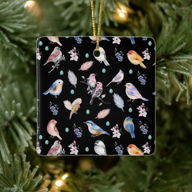 Vår Birds Mönster Julgransprydnad Keramik (Träd)