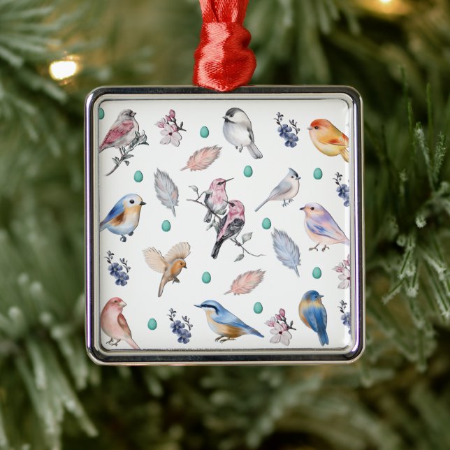 Vår Birds Mönster Julgransprydnad Metall (Träd)