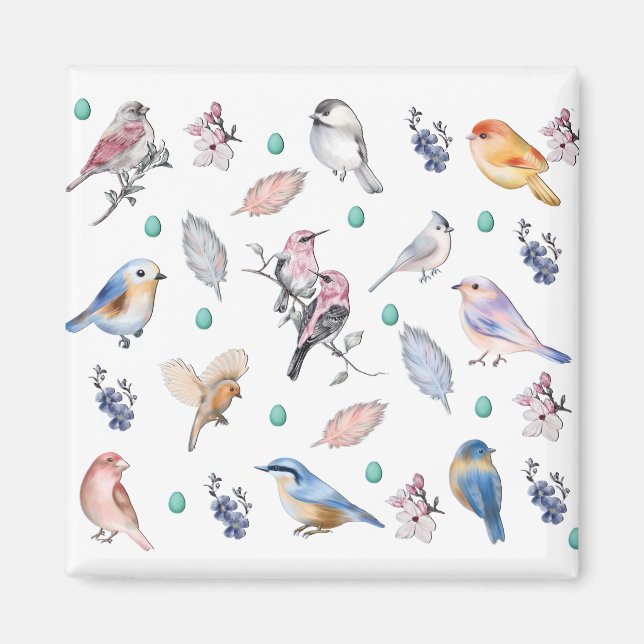 Vår Birds Mönster Magnet (Framsidan)