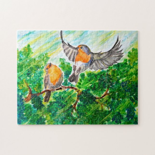Vår Birds Puzzle - Målning Pussel (Horisontell)