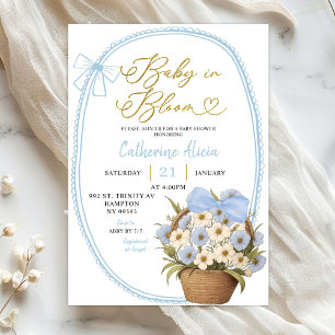 Vår Blå Båge Tusensköns Baby i Knopp Baby Shower Inbjudningar