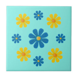 Vår blå och gula blommor för köket kakelplatta