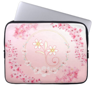 Vår Blating - Rosa and White Blommigt Art Laptop Fodral