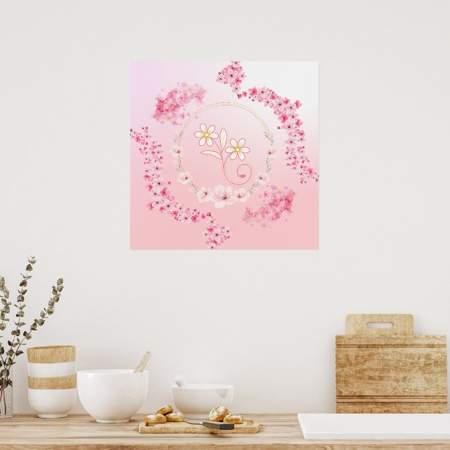 Vår Blesch, Rosa Blommigt Art Poster (Kök)