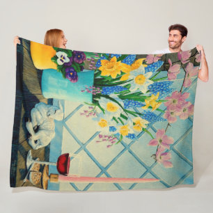 Vår blombukett, guds/vin lamm/kartoonerad fleecefilt