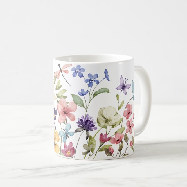 Vår blomma med drakfluga kaffemugg (Framsida höger)