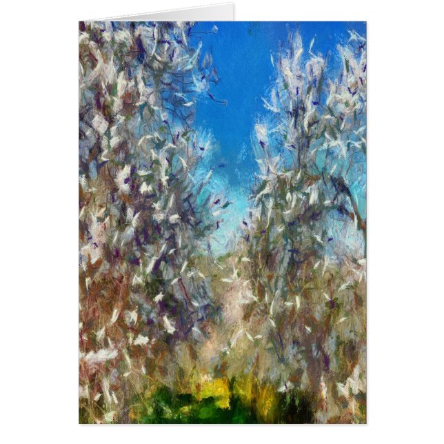 Vår Blommar Almond Träd Pointillism Artwork Hälsningskort (Framsidan)